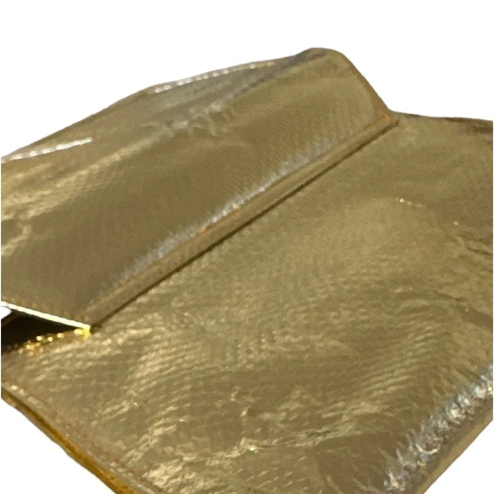 Gold Vintage Clutch Handbag with Inside Cosmetic Mirror Zipper Pocket Purse Bag